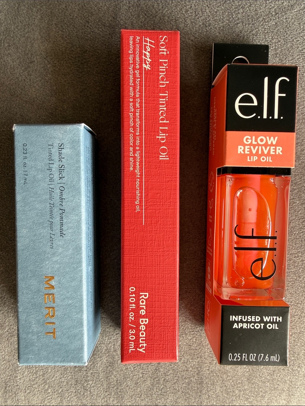 🆕 Lip oil Bundle - Merit, Rare Beauty, and E.l.f.